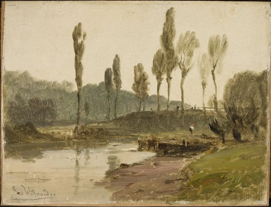 Forest landscape with water, by Ludwig Willroider
