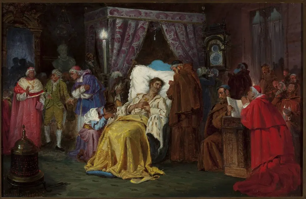 Aleksander Sobieski on his deathbed in Rome in 1714, by Ludwik Wiesiołowski