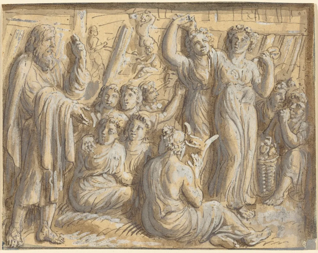 Noah's Warning about the Coming Flood Goes Unheeded, by Luigi Ademollo, ink, 1806