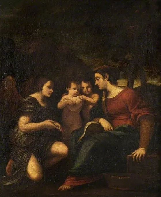 The Virgin with an Angel, the child Christ and St John the Baptist, by Luigi Amidano, oil, 1620