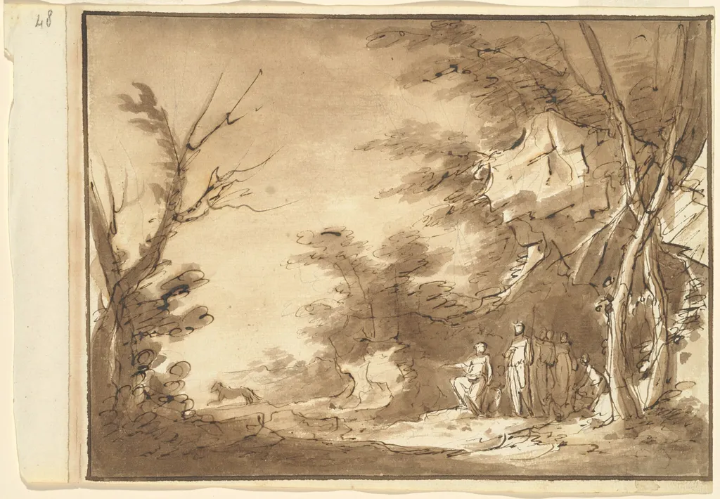 Diana and Her Companions in a Landscape, by Luigi Brenta, ink, 1801