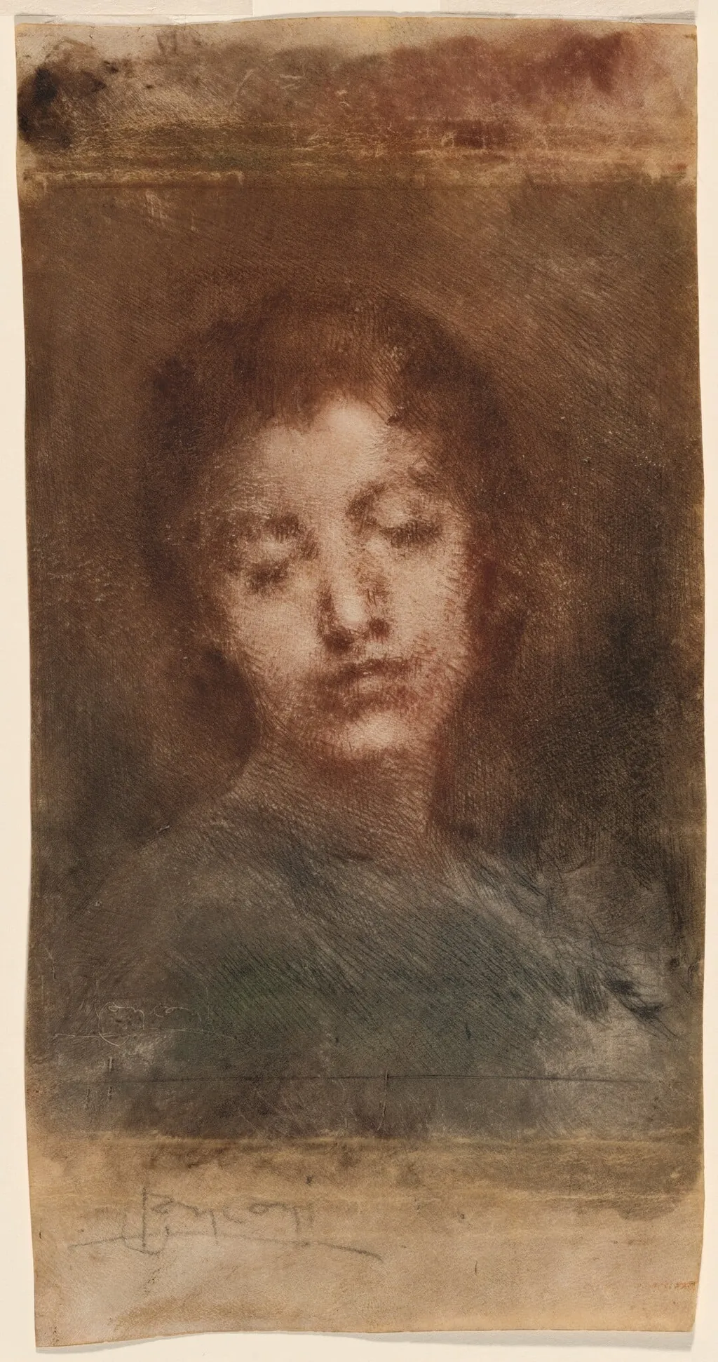 Malinconia (Melancholy, or Head of a Woman), by Luigi Conconi, ink, 1913