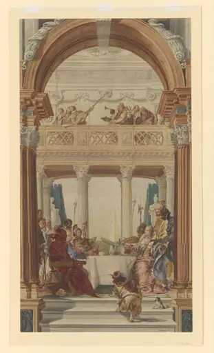 Copy after Giambattista Tiepolo’s fresco of the ‘Banquet of Antony and Cleopatra’ in the Ballroom Palazzo Labia, Venice (1746-1747), 1883., by Luigi Desideri