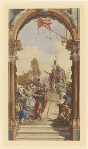 Copy after Giambattista Tiepolo’s fresco of the ‘Meeting of Antony and Cleopatra’ in the Ballroom Palazzo Labia, Venice (1746-1747), 1883., by Luigi Desideri