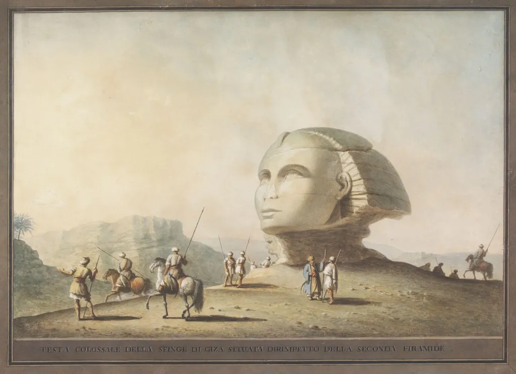 Colossal Head of the Sphinx of Giza, by Luigi Mayer, watercolor, 1800