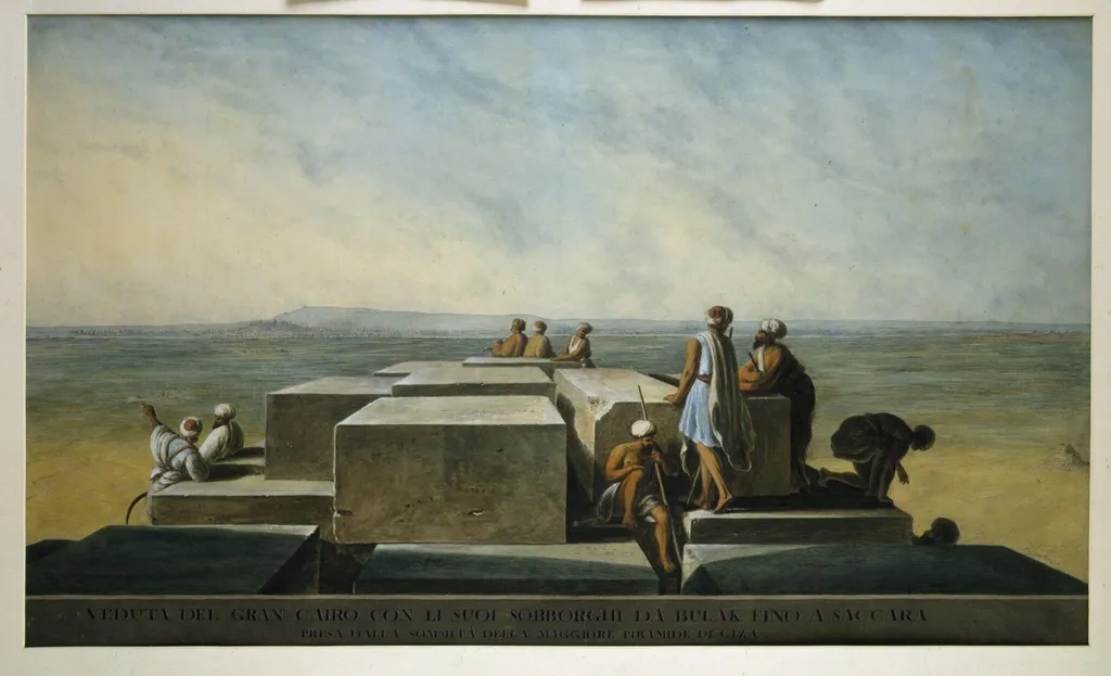 View of Grand Cairo from the Summit of the Great Pyramid of Giza, by Luigi Mayer, watercolor, 1800