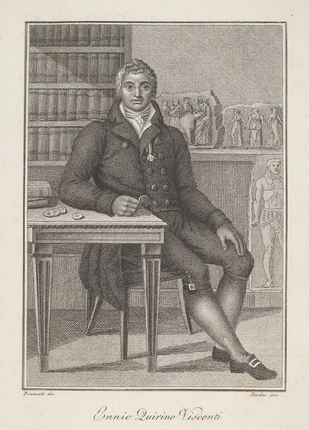Ennio Quirino Visconti, by Luigi Rados, ink, 1816