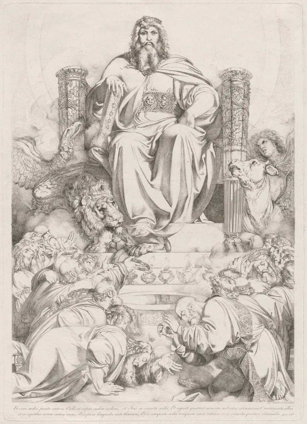 Et ecce sedes posita erat in coelo... (God the Son in Majesty on the Throne Surrounded by the Four Creatures and Worshipped by the Twenty-four Elders), by Luigi Sabatelli I, ink, 1810