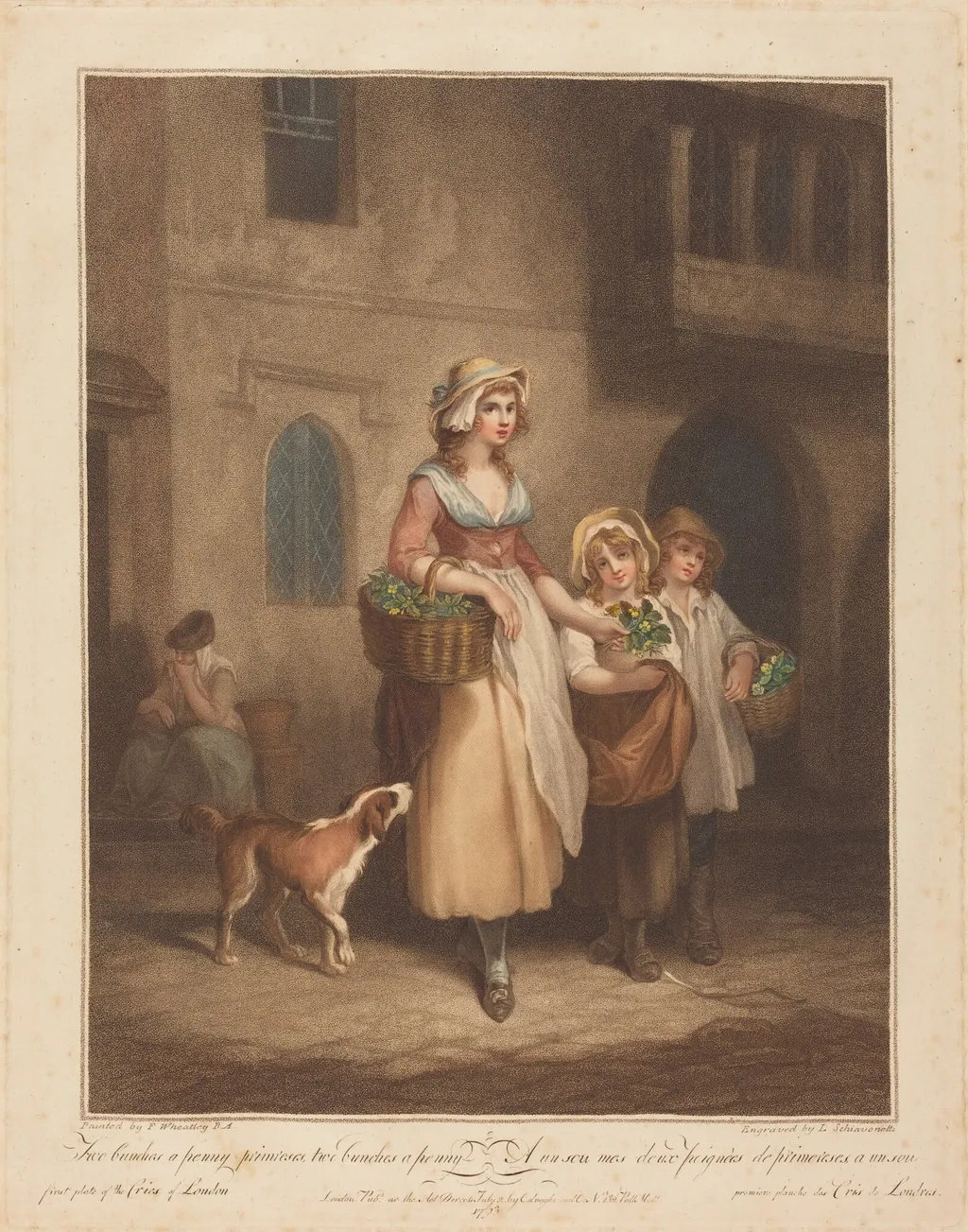 Two Bunches a Penny, Primroses, by Luigi Schiavonetti, ink, 1793