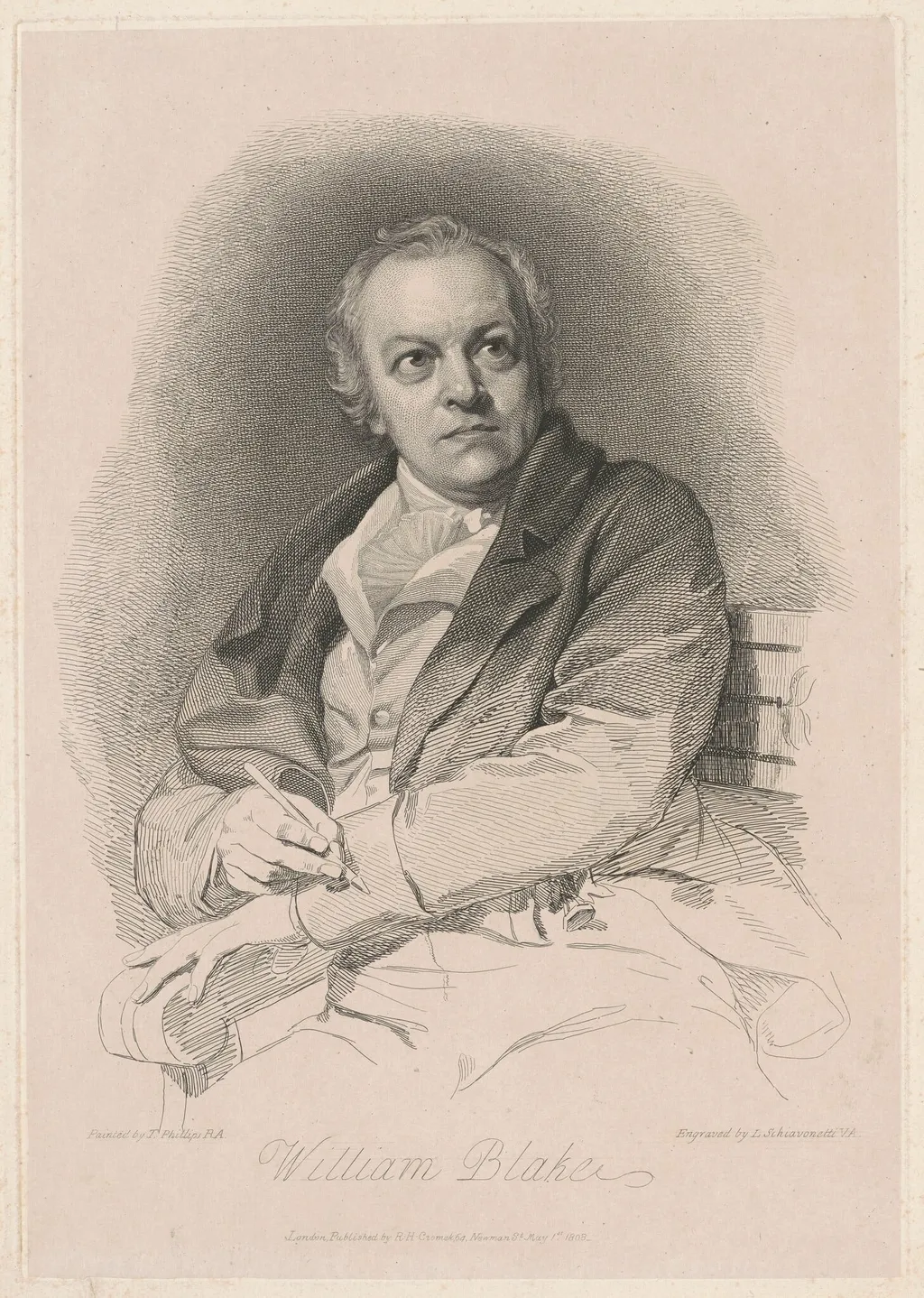 William Blake, by Luigi Schiavonetti, ink, 1808