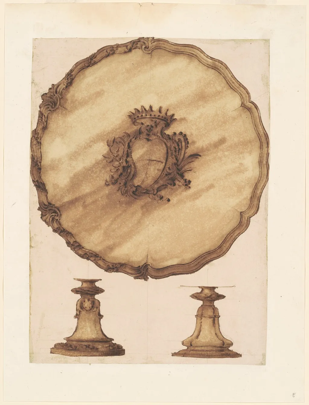 A Salver and an Openwork Base, by Luigi Valadier, chalk, 1758