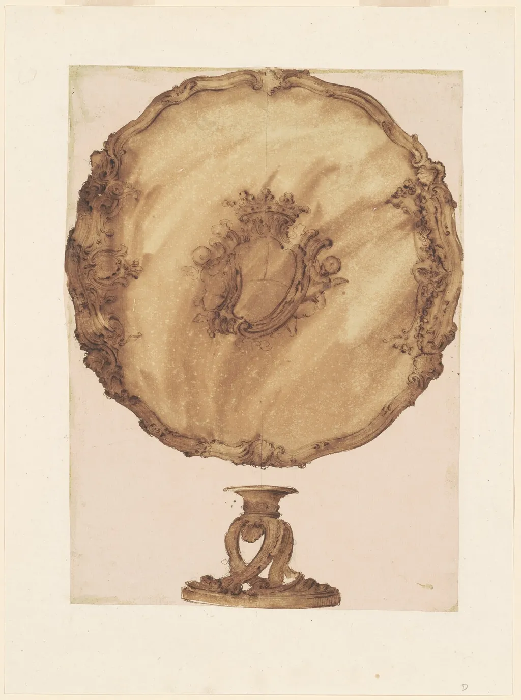 A Salver with Two Bases, by Luigi Valadier, ink, 1758