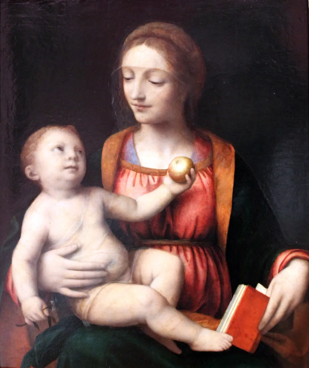 Madonna with Child and apple, by Luini Bernardino, unspecified, 1525