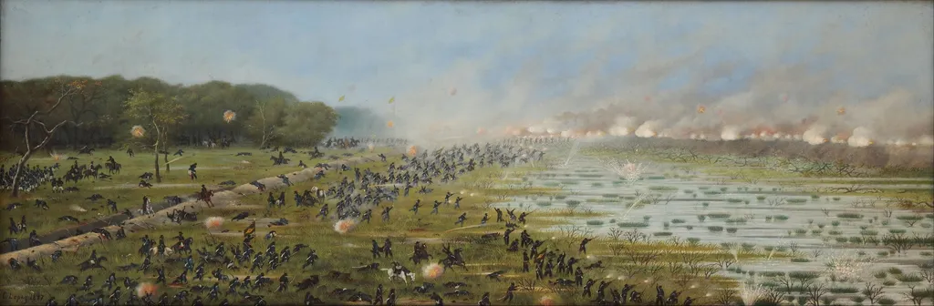 Asalto de la primera columna brasileña a Curupaytí, by Luis Candido Lopez, oil, 1899