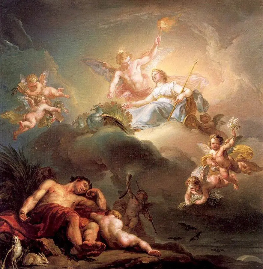 The Goddess Juno entering the Mansion of Sleep, by Luis López Piquer