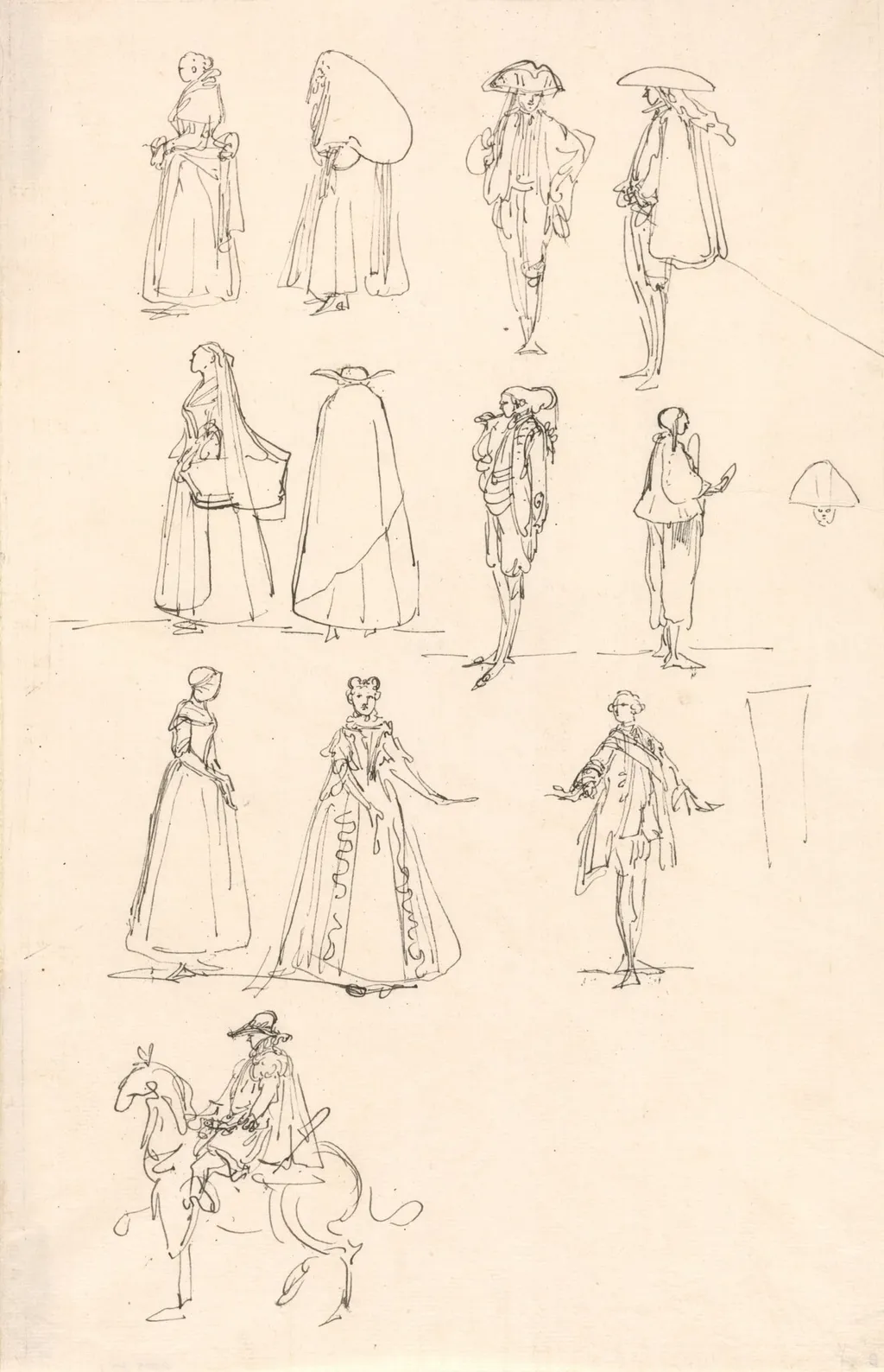 Historical Costumes, by Luis Paret y Alcázar, ink, 1780
