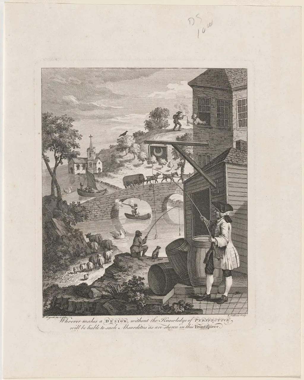 Satire on False Perspective, by Luke Sullivan, ink, 1754