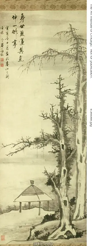 A Thatched Pavilion at the Foot of Two Old Cedar Trees, by Luo Mu, 1697