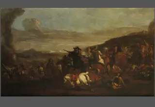 Luptă de cavalerie. Pandant: După luptă