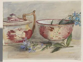 Lustre teapot and bowl