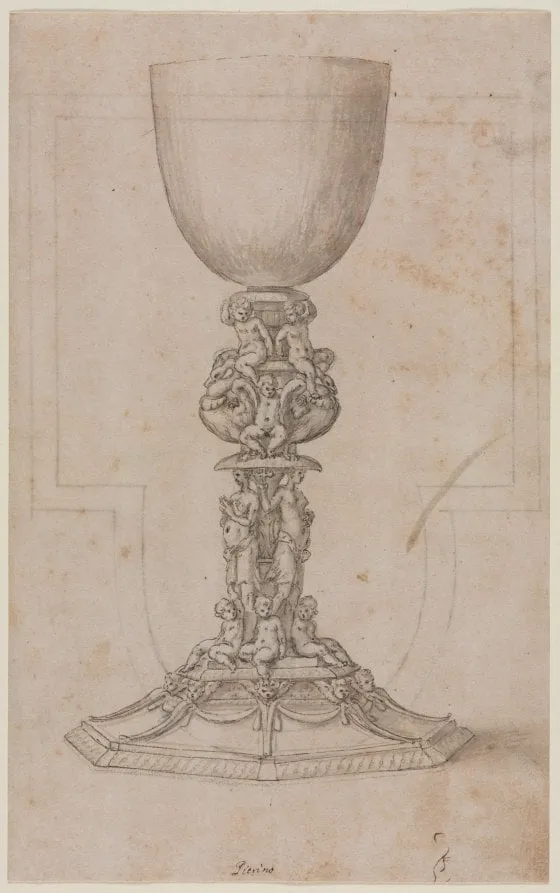 Design for a Chalice (recto), by Luzio Romano, 1504