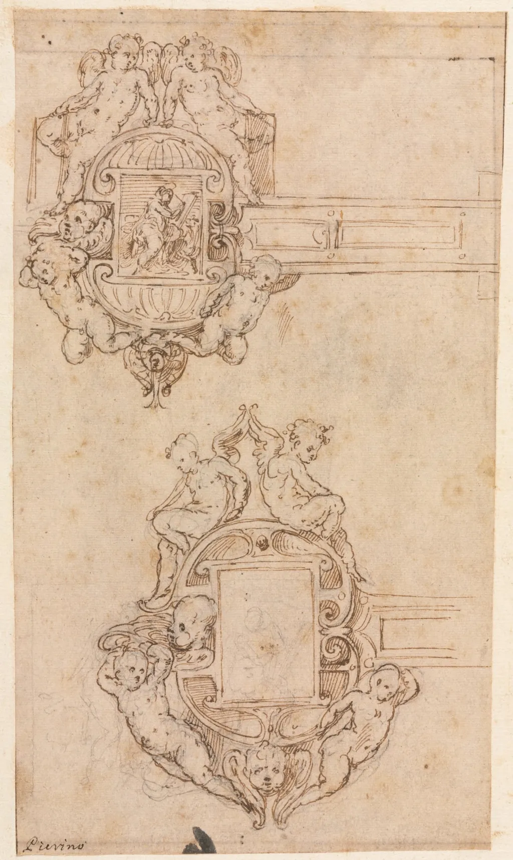 Design for Decorative Hinges (recto), by Luzio Romano, 1504