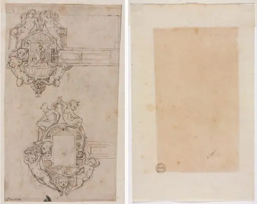 Design for Decorative Hinges (recto) Border Lines (verso), by Luzio Romano
