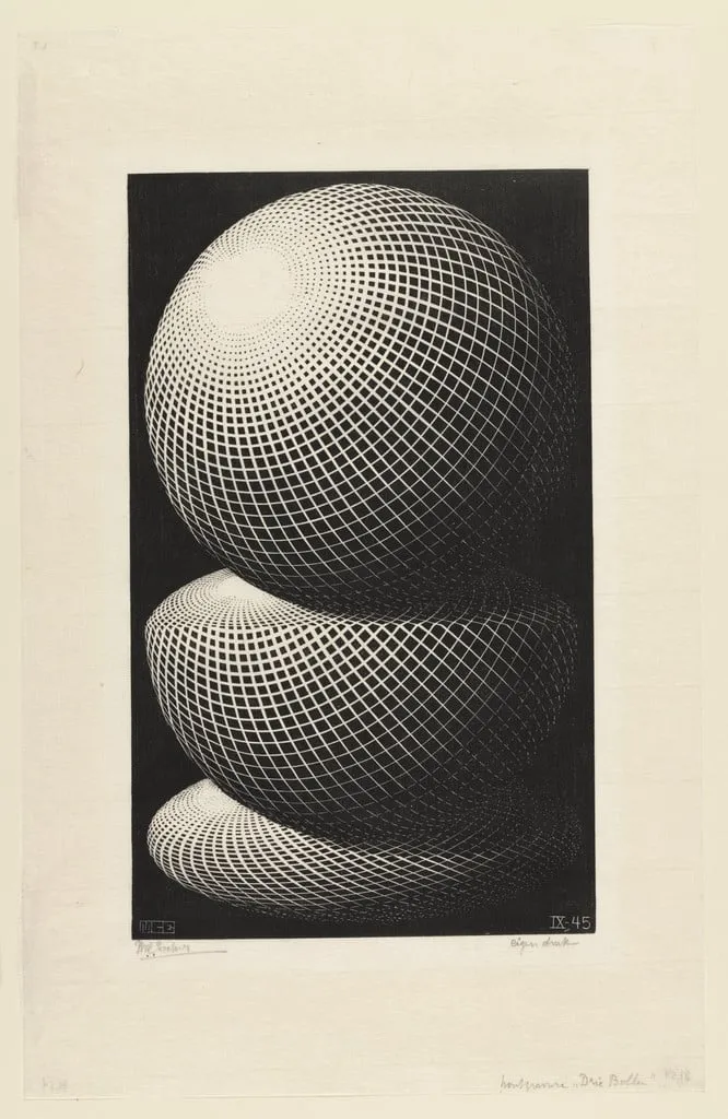 Untitled, by M. C. Escher, ink, 1945
