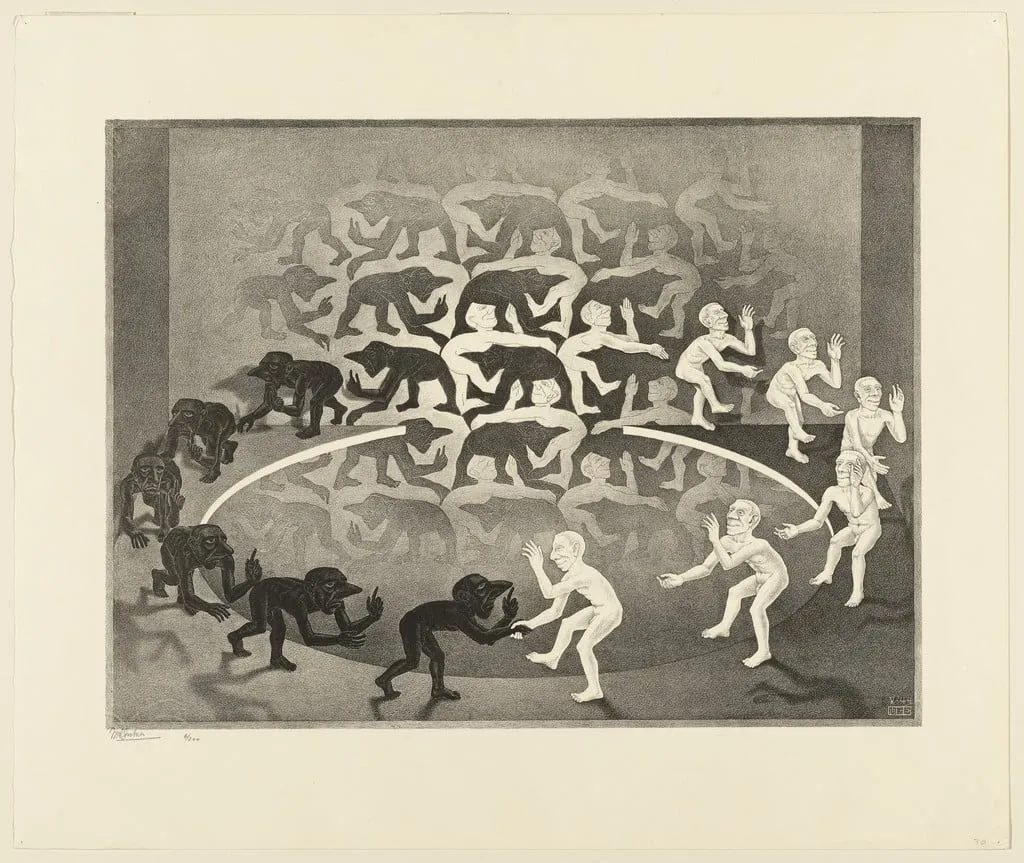 Untitled, by M. C. Escher, ink, 1944