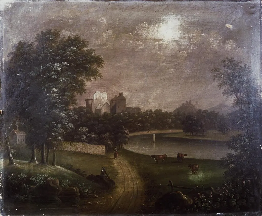 Down Castle looking east, by M. Misell, oil, 1896