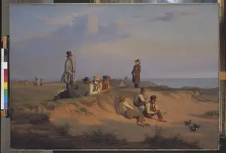 Mænd af Skagen en sommeraften i godt vejr