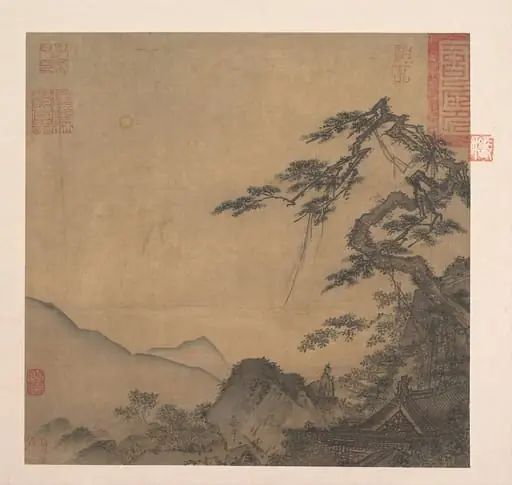 南宋 馬麟 松下高士圖 冊頁 絹本|Landscape with great pine, by Ma Lin