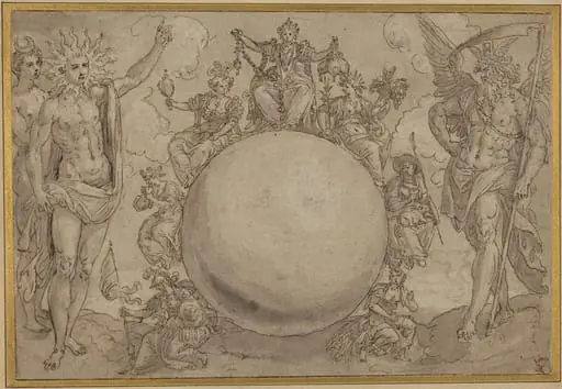 Apollo, Diana, and Time with the Cyclic Vicissitudes of Human Life, by Maarten de Vos