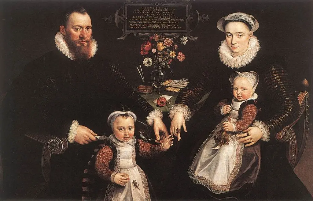 Portrait of Antonius Anselmus, His Wife and Their Children, by Maarten de Vos, 1589