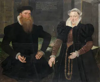 Portrait of Gillis Hooftman, Shipowner, and his Wife Margaretha van Nispen (Gilles van Eichelenberg, called Hoffman), by Maarten de Vos