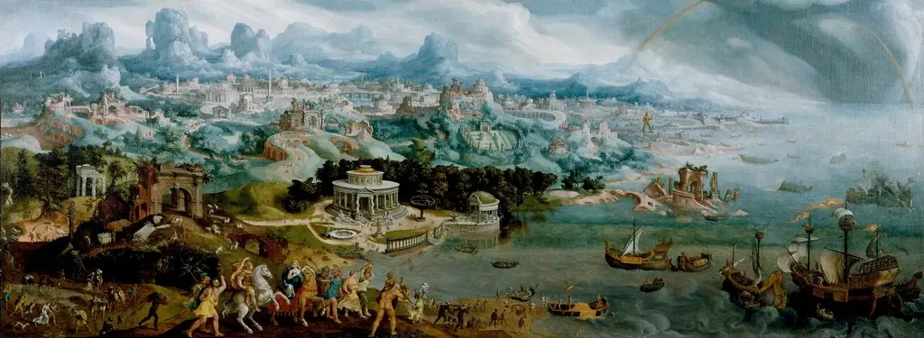 Panorama with the Abduction of Helen Amidst the Wonders of the Ancient World, by Maarten van Heemskerck