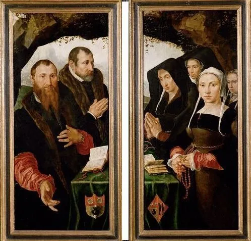Portrait of a family, by Maarten van Heemskerck, oil, 1545