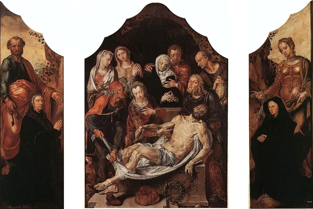 Triptych of the Entombment, by Maarten van Heemskerck, oil, 1559