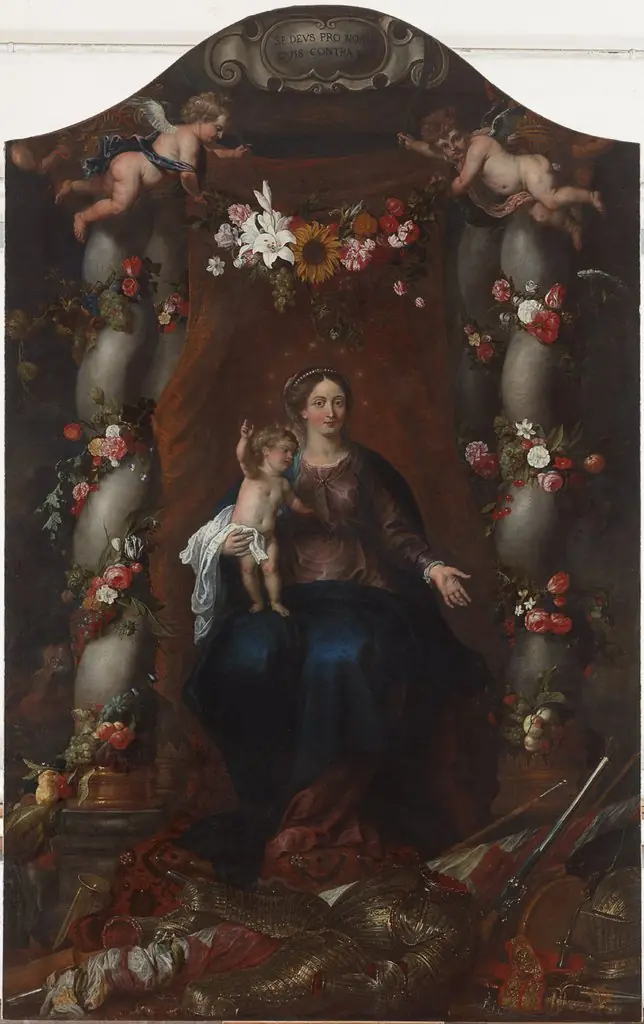 Madonna and Child Enthroned in a Fruit & Flower Garland