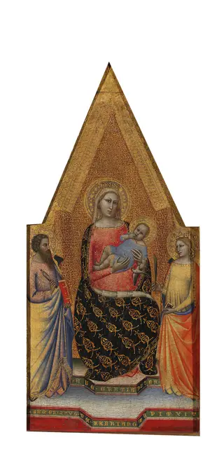 Madonna and Child enthroned with two Saints, Crucifixion