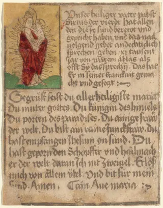 Madonna and Child in a Glory with an Indulgence and a Prayer