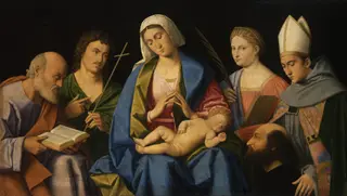 Madonna and Child with Saints and Donor, by Vincenzo Catena
