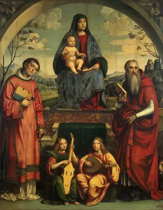 Madonna and Child with St Lawrence and St Jerome and Two Angels Making Music, by Francesco Francia