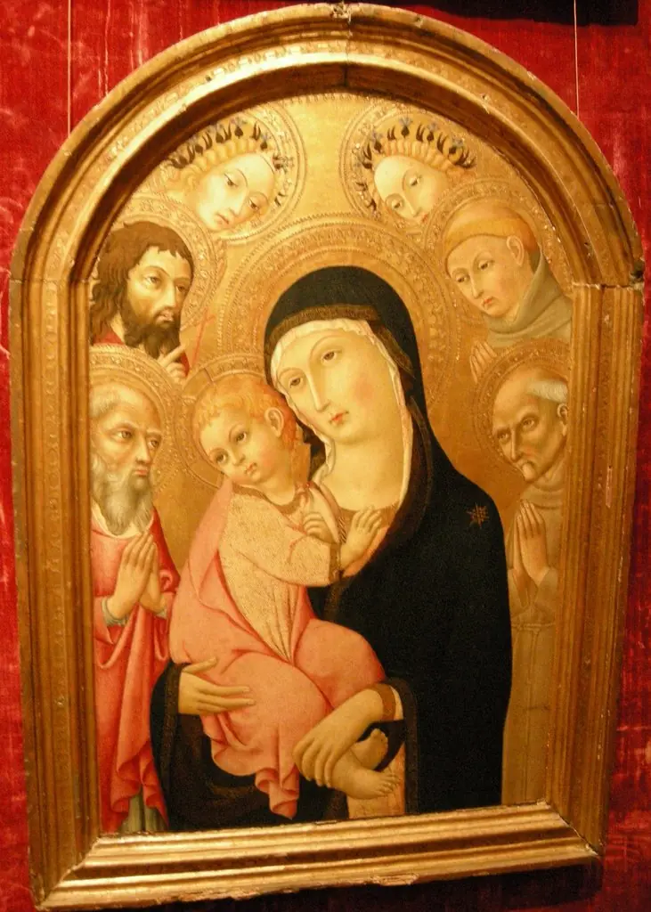 madonna col bambino, santi e due angeli