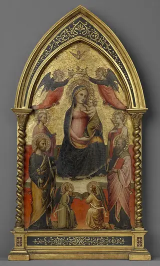Madonna mit vier Heiligen und Engeln (?), by Unknown