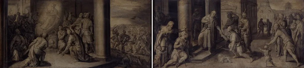 Heilige Lucas verschijnt in de kerk van Onze Lieve Vrouw van Tripoli, by Maerten de Vos, oil