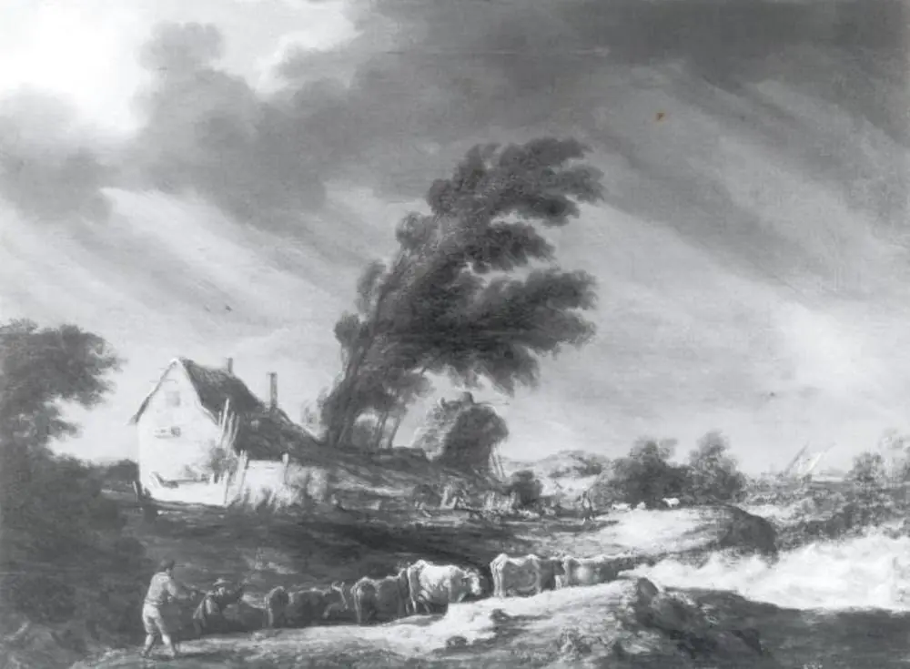 Farmhouse in a Storm, by Maerten Fransz. van der Hulst