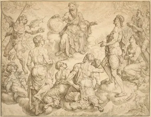 Satan Challenges God to Remove his Protection from Job, by Maerten van Heemskerck