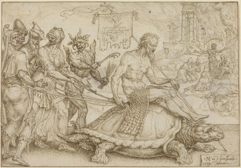 The Triumph of Job, by Maerten van Heemskerck, ink, 1559