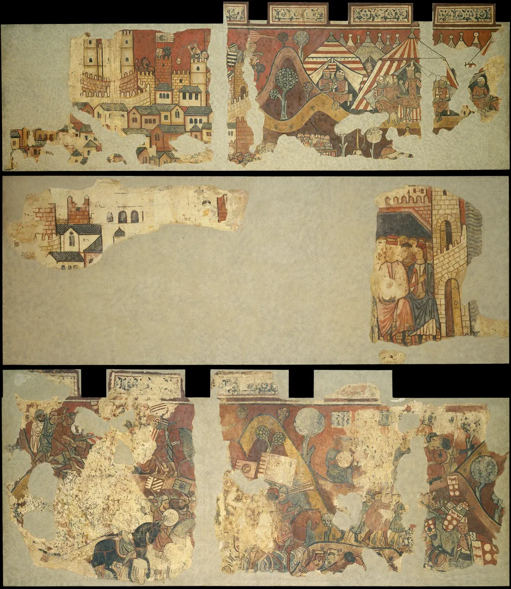 Mural paintings of the Conquest of Majorca, by Maestro de la conquista de Mallorca, fresco, 1293